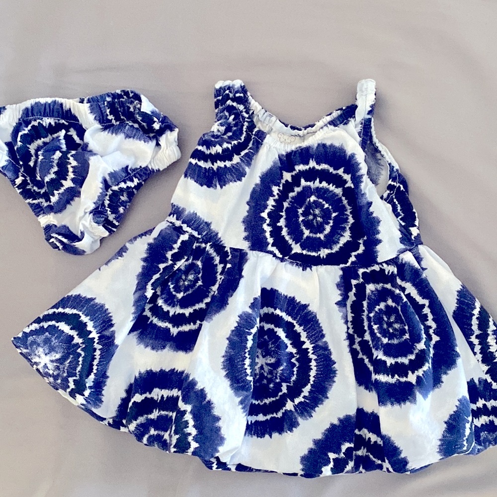 Tie dye baby dress with bloomers